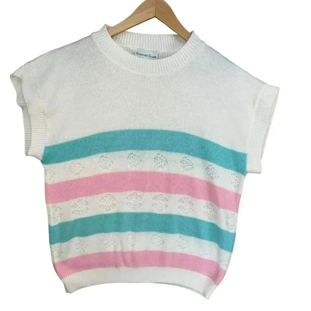 Separate‎ Scene Vintage Women’s Cap Sleeve USA Made Casual Sweater Large